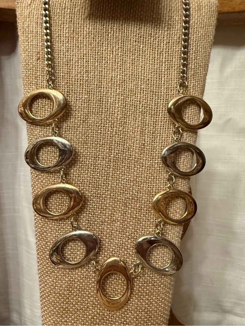 Charming Charlie Gold & Silver two-Tone Statement Oval Link Necklace vintage